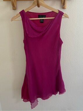Spenser Jeremy whimsical Y2K 100% silk asymmetrical elongated blouse sleeveless